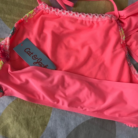 Cat & jack bright pink girls tankini Sz XL striped - Picture 7 of 7